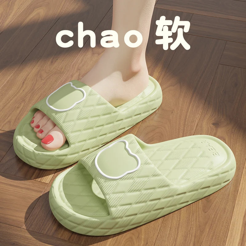 Plus Size 48-49 Summer Men Slippers  Cartoon Bear Women Beach Slides Bath Anti-Slip Slipper Sandals Flip-Flops Shoe