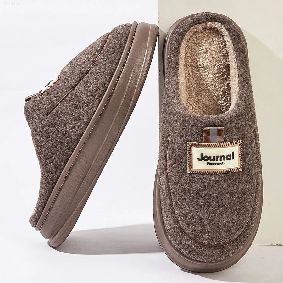 plus size men's house slippers fuzzy comfy memory foam soft couple shoes non-slip winter warm plush slippers
