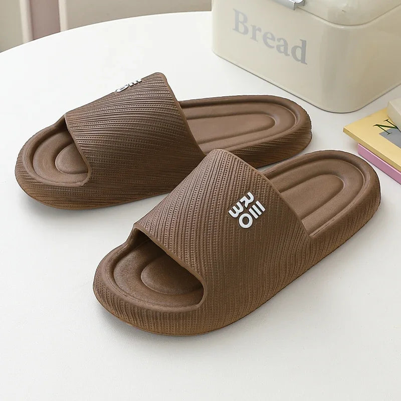 Fashion Summer Couple Non-slip Flat Slides Lithe Soft Cosy Seabeach Sandals Men's Slippers Women Casual Home Indoor Flip Flops
