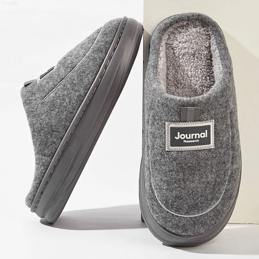 plus size men's house slippers fuzzy comfy memory foam soft couple shoes non-slip winter warm plush slippers