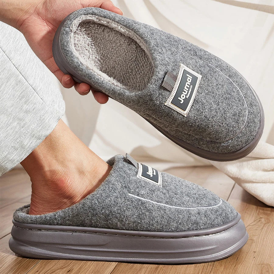 plus size men's house slippers fuzzy comfy memory foam soft couple shoes non-slip winter warm plush slippers