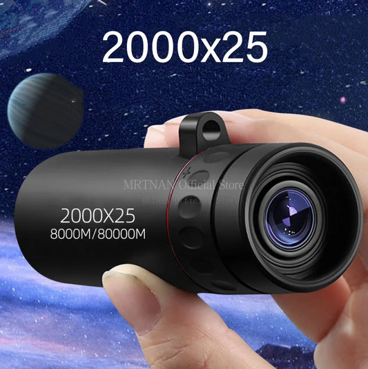 2000x25 Long Range HD Professional Adult Monocular and Mini Portable Telescope for outdoor camping and hunting