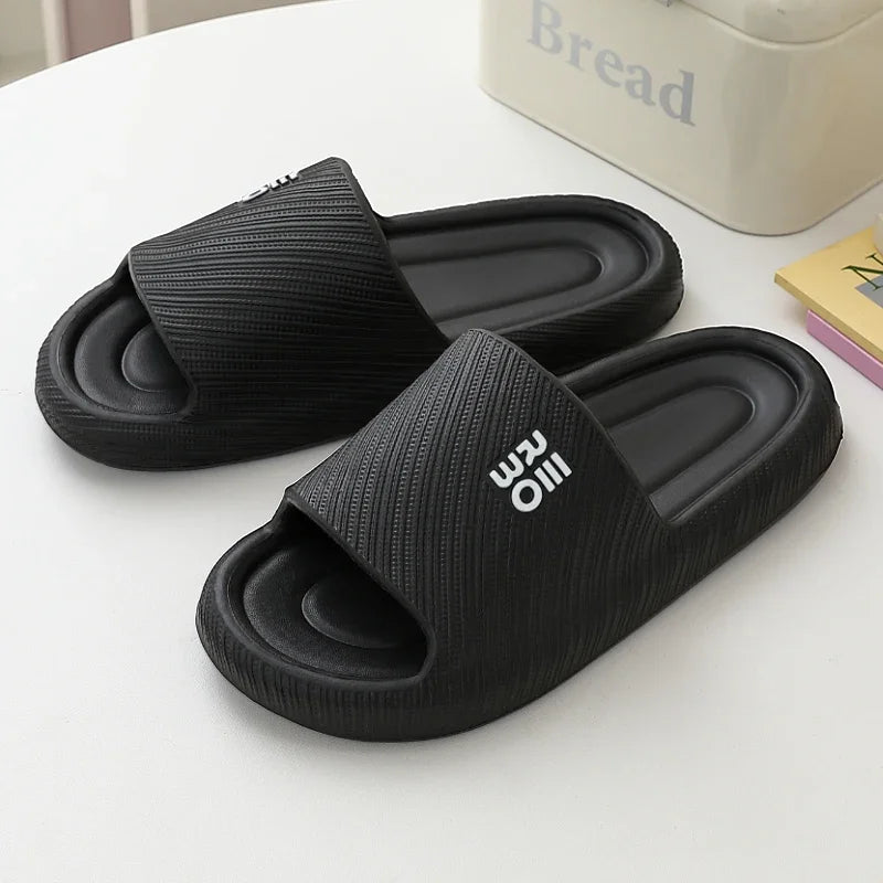 Fashion Summer Couple Non-slip Flat Slides Lithe Soft Cosy Seabeach Sandals Men's Slippers Women Casual Home Indoor Flip Flops