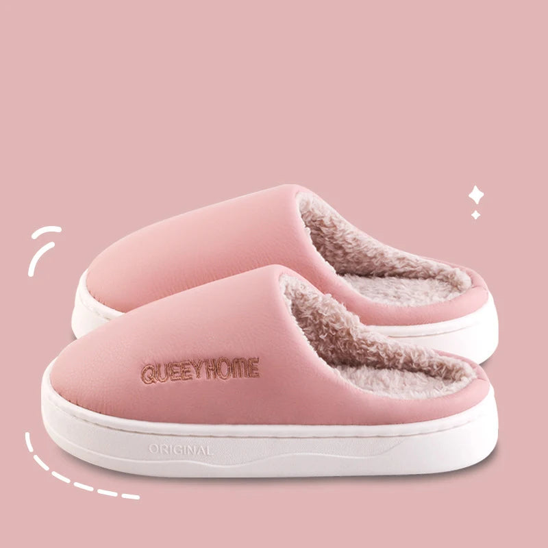 Waterproof cotton slippers for men anti slip for winter suitable for home use thick soled cotton slippers for women