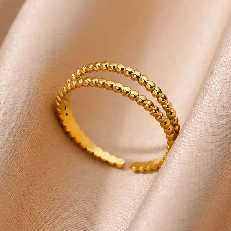 Stainless Steel Rings for Women Gold Color Geometric Multi Layer Opening Finger Ring New In Fashion Wedding Party Jewelry Gift